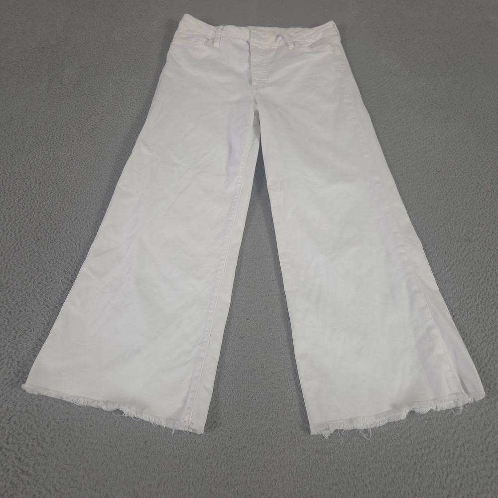 Kut from the Kloth Jeans Womens 10 White Meg Wide Leg Raw Hem Fab Ab Stretch